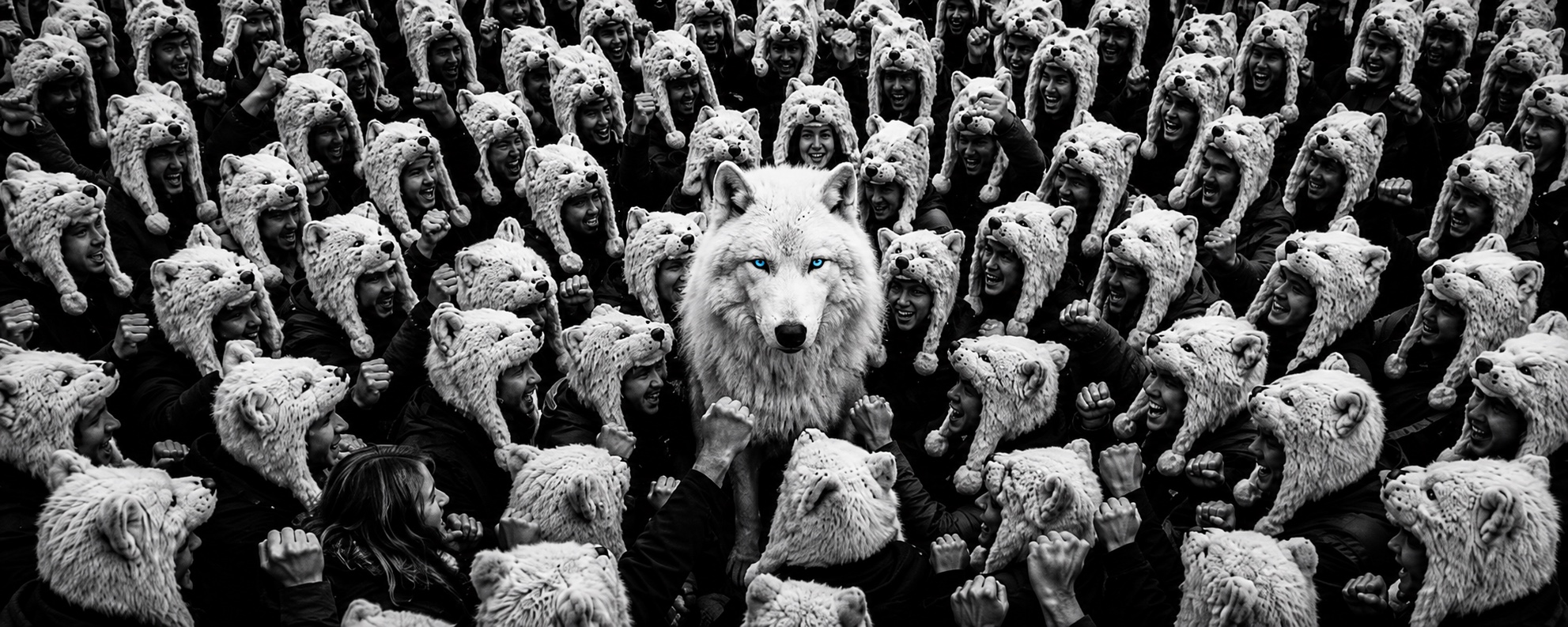 The white wolf — a figure in a wolf-pelt hat